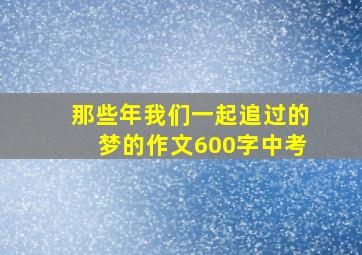 那些年我们一起追过的梦的作文600字中考