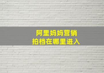 阿里妈妈营销拍档在哪里进入