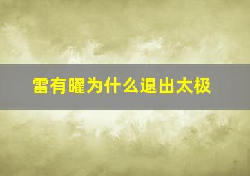 雷有曜为什么退出太极