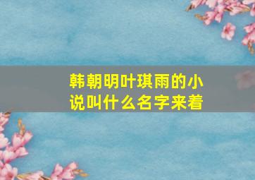 韩朝明叶琪雨的小说叫什么名字来着