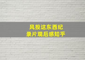 风投这东西纪录片观后感知乎