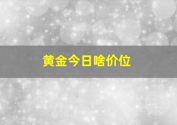 黄金今日啥价位