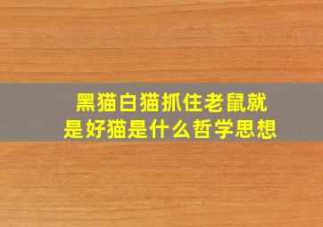 黑猫白猫抓住老鼠就是好猫是什么哲学思想