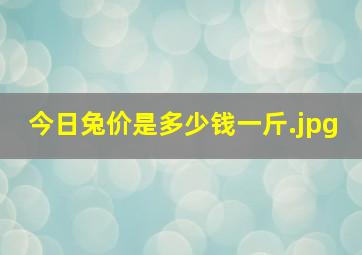 今日兔价是多少钱一斤