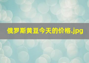 俄罗斯黄豆今天的价格