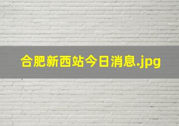 合肥新西站今日消息