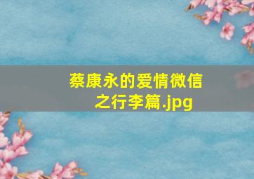 蔡康永的爱情微信之行李篇