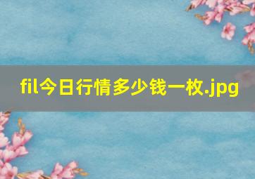 fil今日行情多少钱一枚